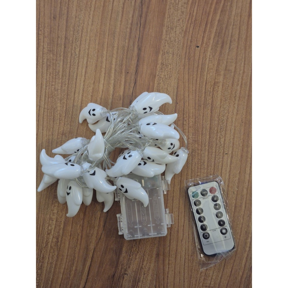 White Ghost String Lights Halloween Decoration 30 LED 8 Modes Remote S18 New